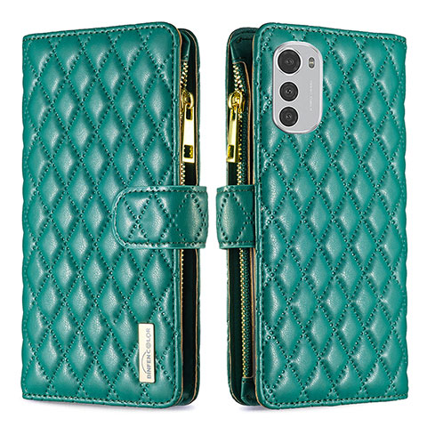 Funda de Cuero Cartera con Soporte Carcasa B03F para Motorola Moto E32s Verde