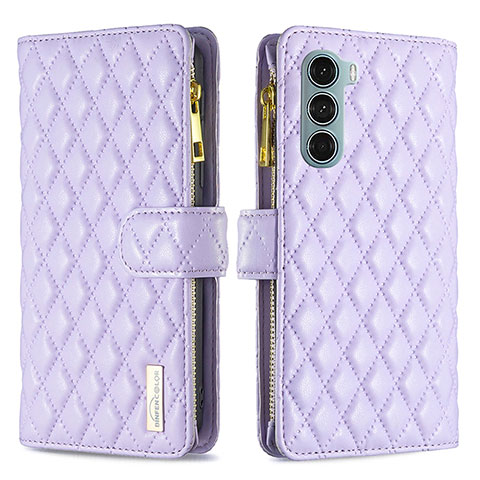 Funda de Cuero Cartera con Soporte Carcasa B03F para Motorola Moto Edge S30 5G Morado