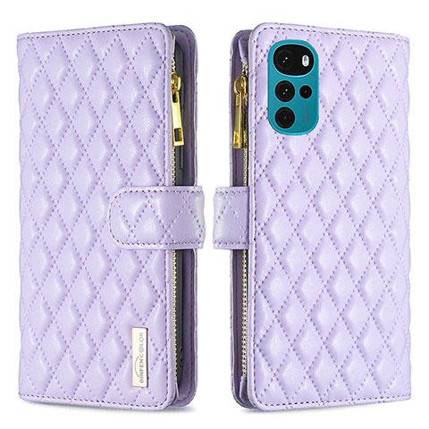 Funda de Cuero Cartera con Soporte Carcasa B03F para Motorola Moto G22 Morado