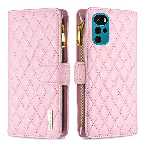 Funda de Cuero Cartera con Soporte Carcasa B03F para Motorola Moto G22 Rosa