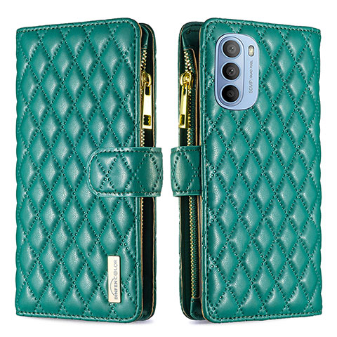 Funda de Cuero Cartera con Soporte Carcasa B03F para Motorola Moto G41 Verde