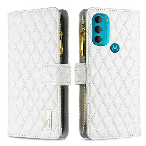 Funda de Cuero Cartera con Soporte Carcasa B03F para Motorola Moto G71 5G Blanco