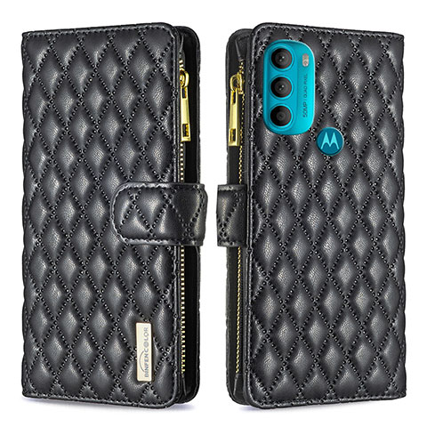 Funda de Cuero Cartera con Soporte Carcasa B03F para Motorola Moto G71 5G Negro