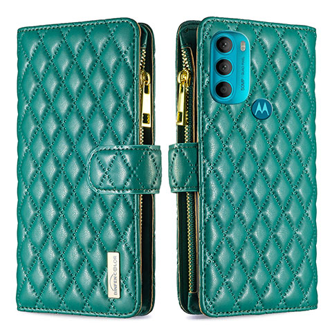 Funda de Cuero Cartera con Soporte Carcasa B03F para Motorola Moto G71 5G Verde