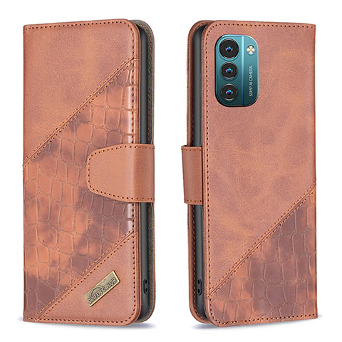 Funda de Cuero Cartera con Soporte Carcasa B03F para Nokia G11 Marron