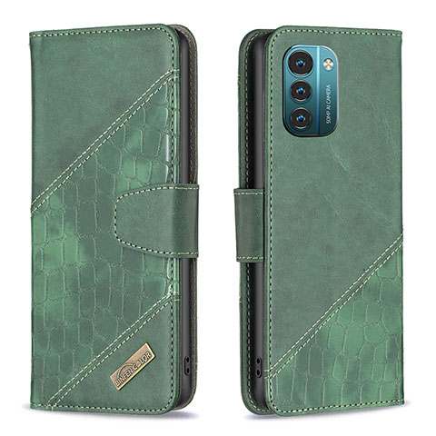 Funda de Cuero Cartera con Soporte Carcasa B03F para Nokia G11 Verde