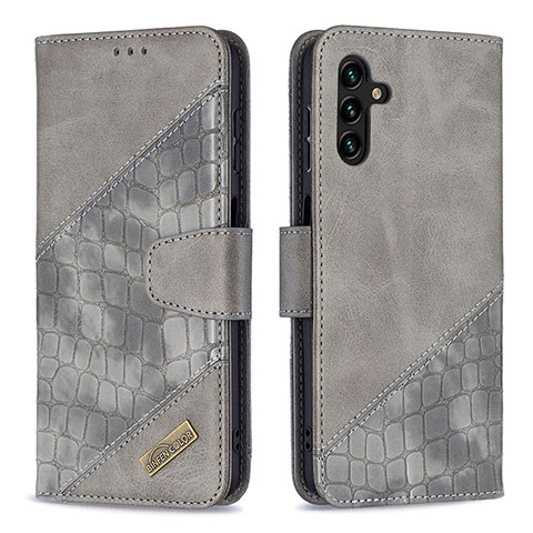 Funda de Cuero Cartera con Soporte Carcasa B03F para Samsung Galaxy A04s Gris Oscuro