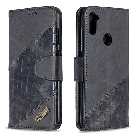 Funda de Cuero Cartera con Soporte Carcasa B03F para Samsung Galaxy A11 Negro