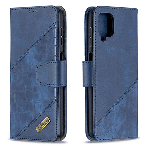 Funda de Cuero Cartera con Soporte Carcasa B03F para Samsung Galaxy A12 Azul