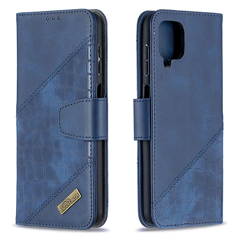 Funda de Cuero Cartera con Soporte Carcasa B03F para Samsung Galaxy A12 Nacho Azul