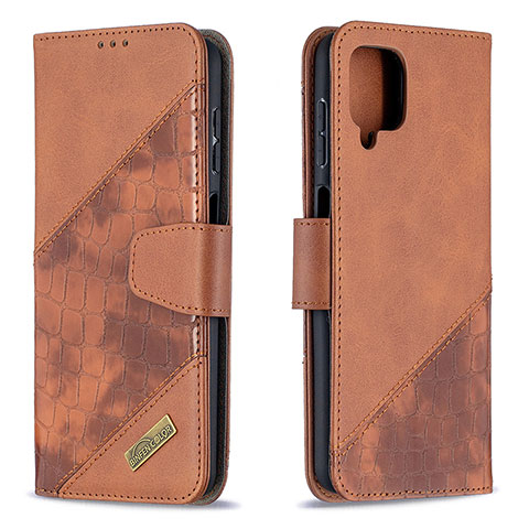 Funda de Cuero Cartera con Soporte Carcasa B03F para Samsung Galaxy A12 Nacho Marron