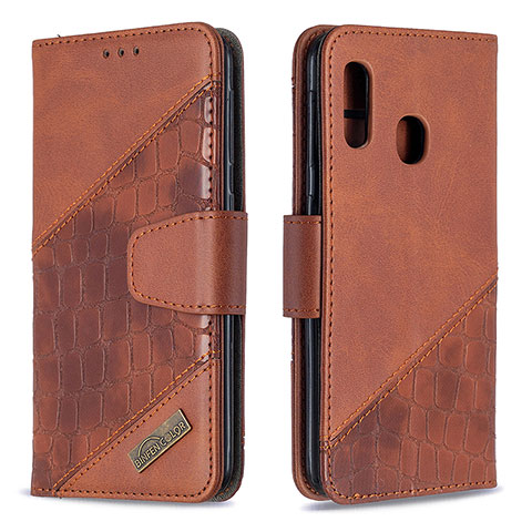 Funda de Cuero Cartera con Soporte Carcasa B03F para Samsung Galaxy A20e Marron