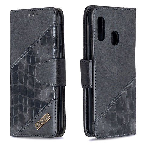 Funda de Cuero Cartera con Soporte Carcasa B03F para Samsung Galaxy A20e Negro