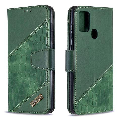 Funda de Cuero Cartera con Soporte Carcasa B03F para Samsung Galaxy A21s Verde