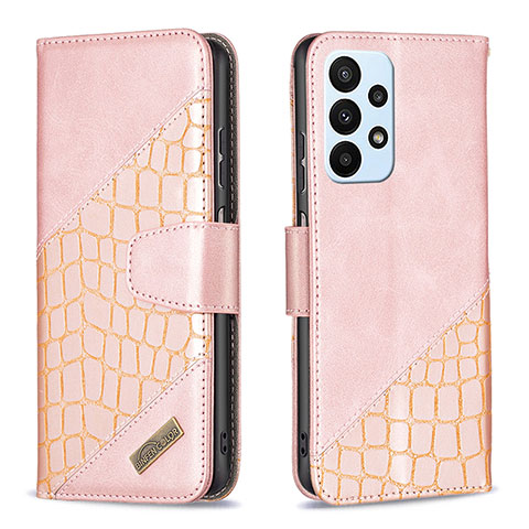 Funda de Cuero Cartera con Soporte Carcasa B03F para Samsung Galaxy A23 5G Oro Rosa