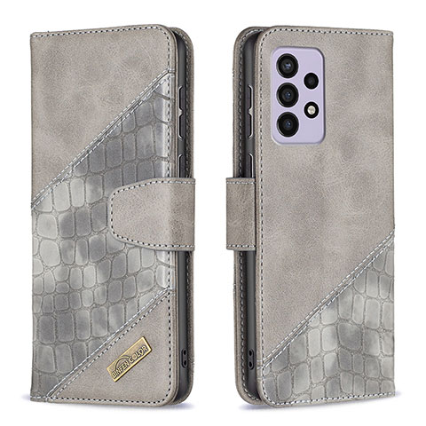 Funda de Cuero Cartera con Soporte Carcasa B03F para Samsung Galaxy A33 5G Gris Oscuro