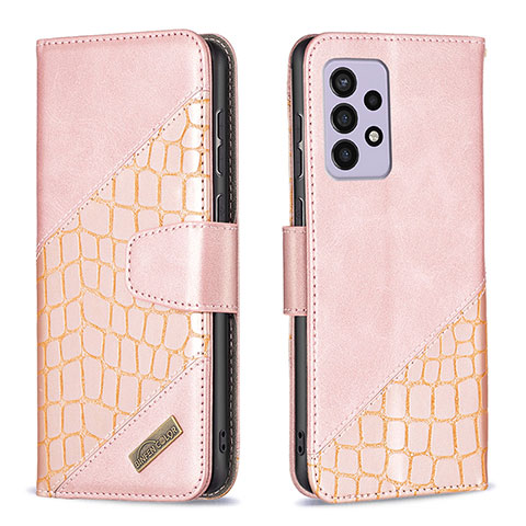 Funda de Cuero Cartera con Soporte Carcasa B03F para Samsung Galaxy A33 5G Oro Rosa