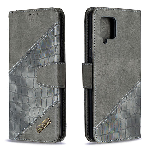 Funda de Cuero Cartera con Soporte Carcasa B03F para Samsung Galaxy A42 5G Gris Oscuro