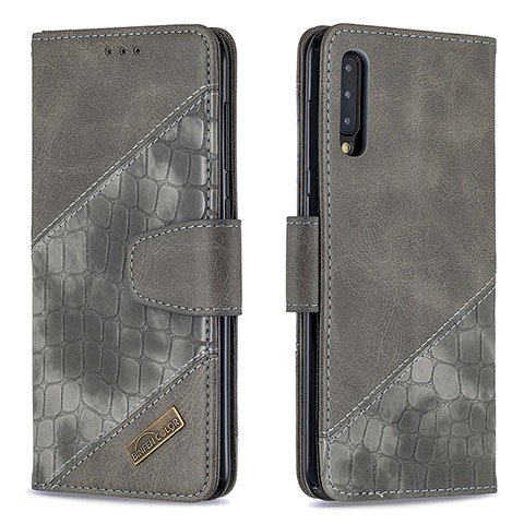 Funda de Cuero Cartera con Soporte Carcasa B03F para Samsung Galaxy A50 Gris Oscuro