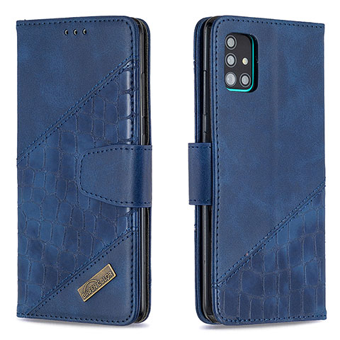 Funda de Cuero Cartera con Soporte Carcasa B03F para Samsung Galaxy A51 4G Azul