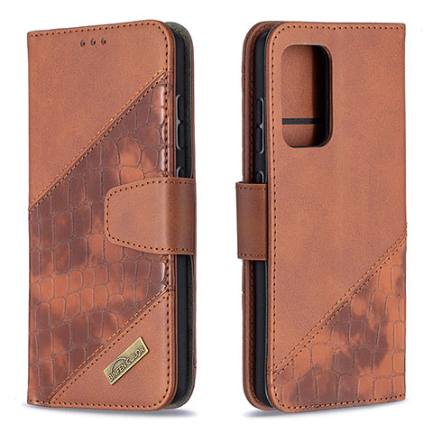 Funda de Cuero Cartera con Soporte Carcasa B03F para Samsung Galaxy A52 4G Marron