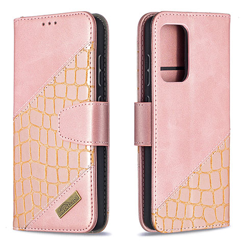 Funda de Cuero Cartera con Soporte Carcasa B03F para Samsung Galaxy A52 4G Oro Rosa