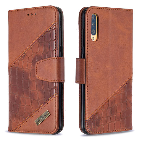 Funda de Cuero Cartera con Soporte Carcasa B03F para Samsung Galaxy A70 Marron