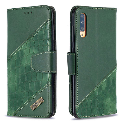 Funda de Cuero Cartera con Soporte Carcasa B03F para Samsung Galaxy A70 Verde