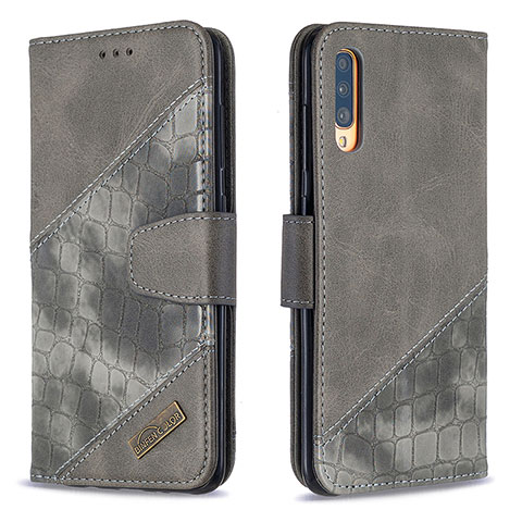 Funda de Cuero Cartera con Soporte Carcasa B03F para Samsung Galaxy A70S Gris Oscuro