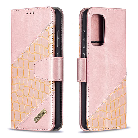 Funda de Cuero Cartera con Soporte Carcasa B03F para Samsung Galaxy A72 4G Oro Rosa