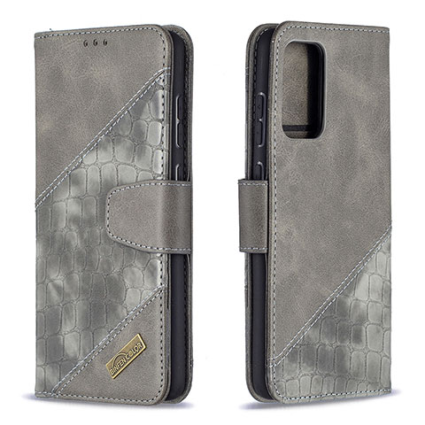 Funda de Cuero Cartera con Soporte Carcasa B03F para Samsung Galaxy A72 5G Gris Oscuro