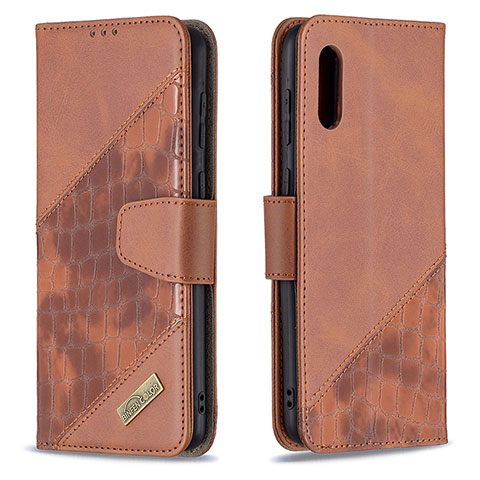 Funda de Cuero Cartera con Soporte Carcasa B03F para Samsung Galaxy M02 Marron