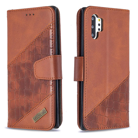 Funda de Cuero Cartera con Soporte Carcasa B03F para Samsung Galaxy Note 10 Plus 5G Marron