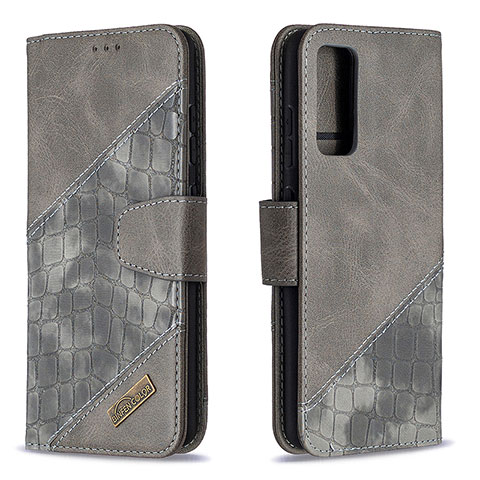 Funda de Cuero Cartera con Soporte Carcasa B03F para Samsung Galaxy S20 FE 4G Gris Oscuro