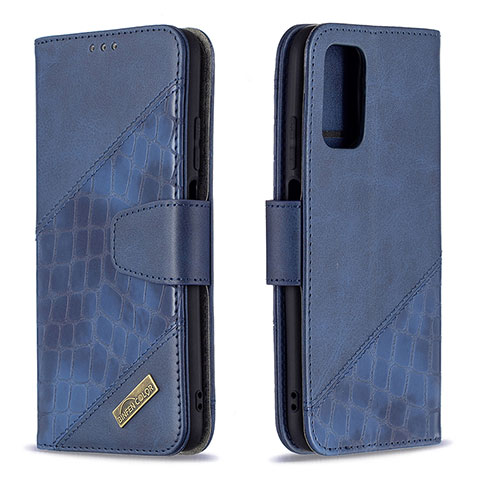 Funda de Cuero Cartera con Soporte Carcasa B03F para Xiaomi Poco M3 Azul