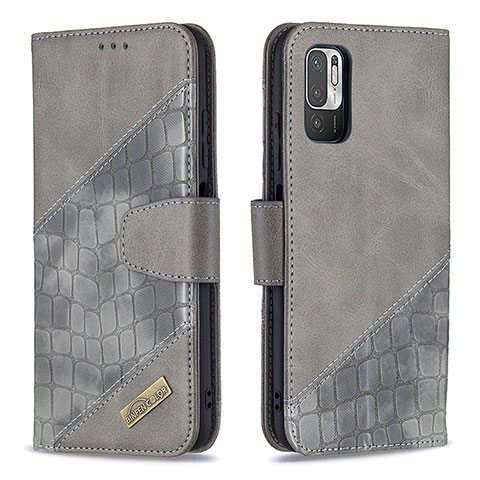 Funda de Cuero Cartera con Soporte Carcasa B03F para Xiaomi POCO M3 Pro 5G Gris Oscuro