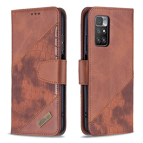 Funda de Cuero Cartera con Soporte Carcasa B03F para Xiaomi Redmi 10 (2022) Marron