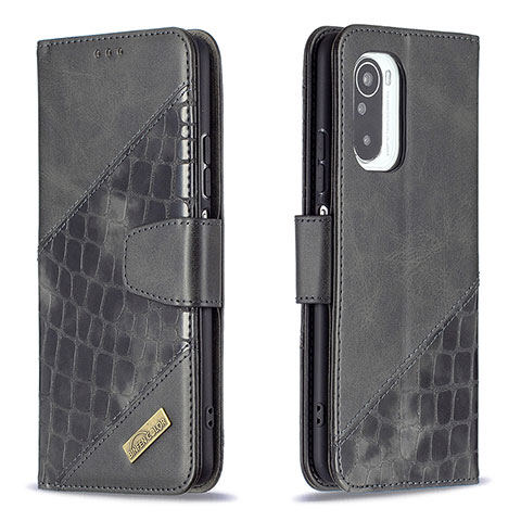 Funda de Cuero Cartera con Soporte Carcasa B03F para Xiaomi Redmi K40 5G Negro