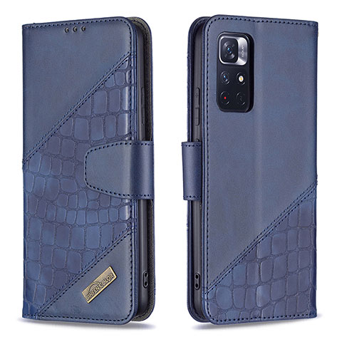 Funda de Cuero Cartera con Soporte Carcasa B03F para Xiaomi Redmi Note 11 5G Azul