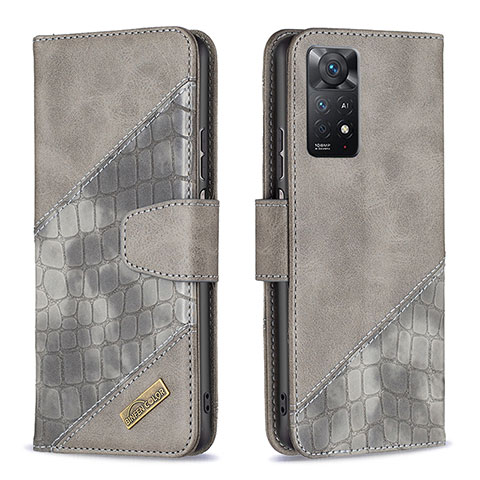 Funda de Cuero Cartera con Soporte Carcasa B03F para Xiaomi Redmi Note 11 Pro 4G Gris Oscuro