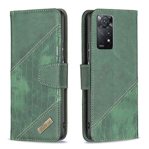 Funda de Cuero Cartera con Soporte Carcasa B03F para Xiaomi Redmi Note 11 Pro 5G Verde