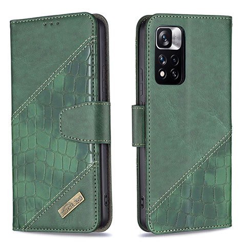 Funda de Cuero Cartera con Soporte Carcasa B03F para Xiaomi Redmi Note 11 Pro+ Plus 5G Verde