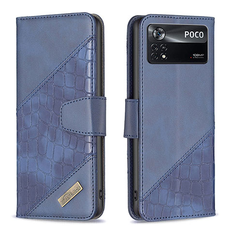 Funda de Cuero Cartera con Soporte Carcasa B03F para Xiaomi Redmi Note 11E Pro 5G Azul