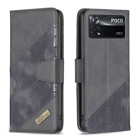 Funda de Cuero Cartera con Soporte Carcasa B03F para Xiaomi Redmi Note 11E Pro 5G Negro