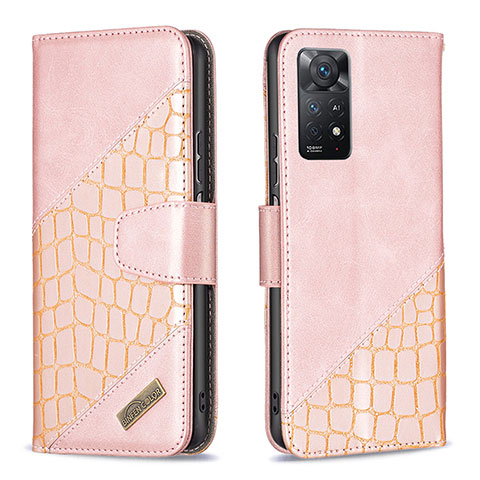 Funda de Cuero Cartera con Soporte Carcasa B03F para Xiaomi Redmi Note 12 Pro 4G Oro Rosa