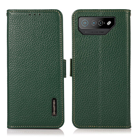 Funda de Cuero Cartera con Soporte Carcasa B03H para Asus ROG Phone 7 Pro Verde