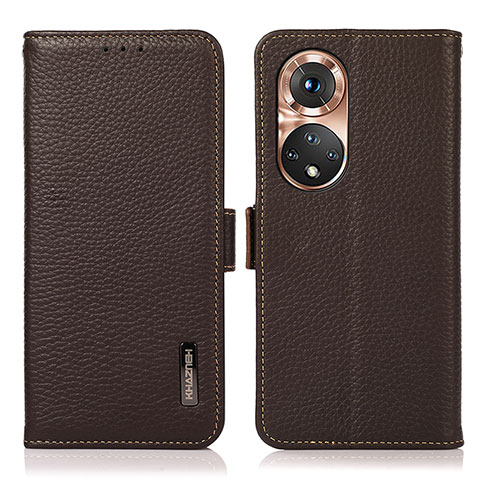 Funda de Cuero Cartera con Soporte Carcasa B03H para Huawei Honor 50 5G Marron