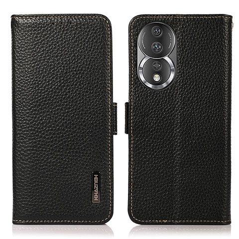 Funda de Cuero Cartera con Soporte Carcasa B03H para Huawei Honor 80 5G Negro