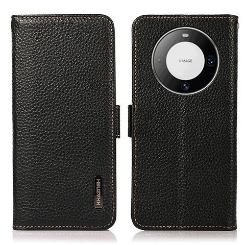 Funda de Cuero Cartera con Soporte Carcasa B03H para Huawei Mate 60 Negro