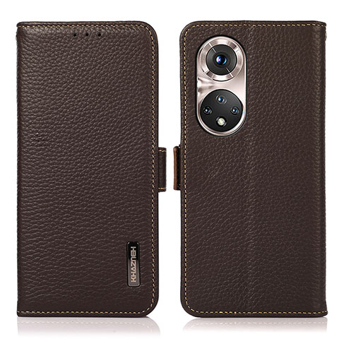 Funda de Cuero Cartera con Soporte Carcasa B03H para Huawei Nova 9 Pro Marron